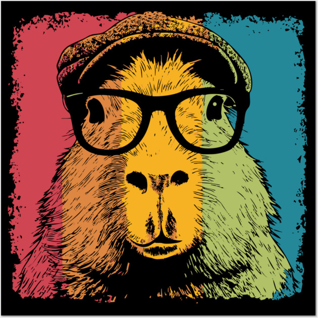 Dapper Capybara in Glasses – Quirky Animal Hipster Style Wall Art by TuncGK