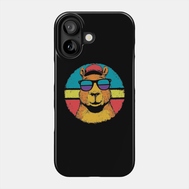 Cool Capybara with Shades – Retro Beach Vibes Animal Art Phone Case by TuncGK