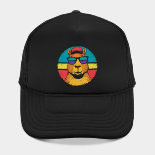 Cool Capybara with Shades – Retro Beach Vibes Animal Art Hat