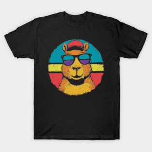 Cool Capybara with Shades – Retro Beach Vibes Animal Art T-Shirt