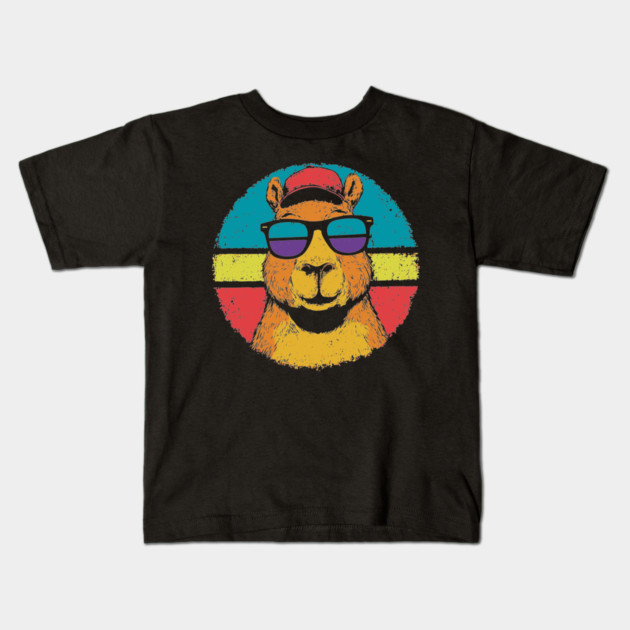 Cool Capybara with Shades – Retro Beach Vibes Animal Art Kids T-Shirt by TuncGK