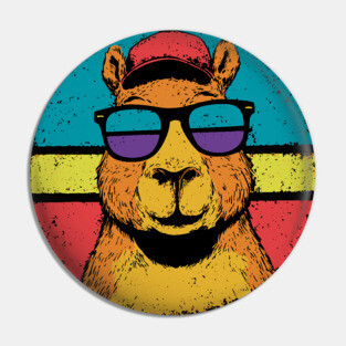 Cool Capybara with Shades – Retro Beach Vibes Animal Art Pin