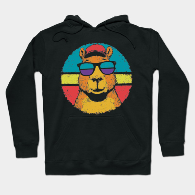 Cool Capybara with Shades – Retro Beach Vibes Animal Art Hoodie by TuncGK