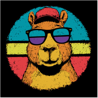 Cool Capybara with Shades – Retro Beach Vibes Animal Art Posters and Art