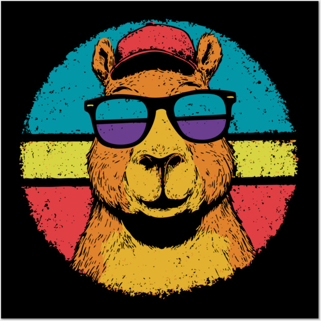 Cool Capybara with Shades – Retro Beach Vibes Animal Art Wall Art by TuncGK