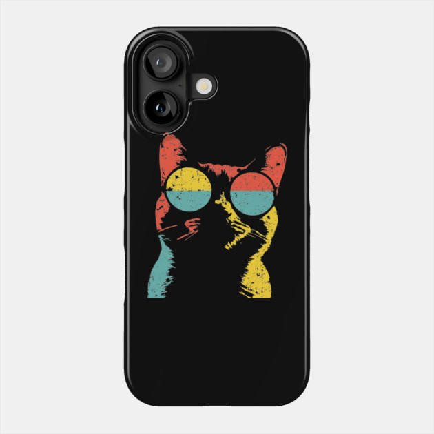 Hippie Cat with Sunglasses – Retro Hipster Feline Design Phone Case by TuncGK