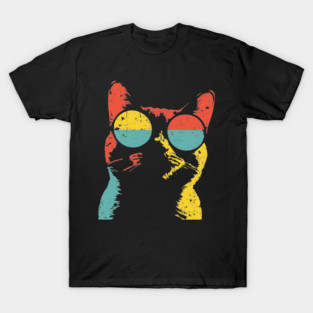 Hippie Cat with Sunglasses – Retro Hipster Feline Design T-Shirt