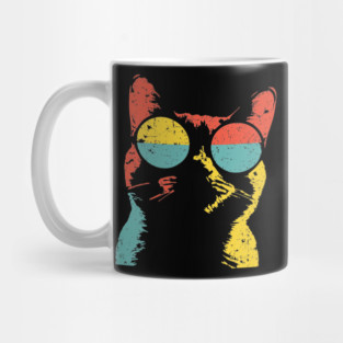 Hippie Cat with Sunglasses – Retro Hipster Feline Design Mug
