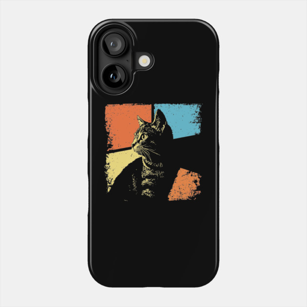 Mysterious Retro Cat Silhouette – Vintage Night Feline Art Phone Case by TuncGK