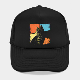 Mysterious Retro Cat Silhouette – Vintage Night Feline Art Hat