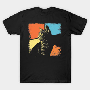Mysterious Retro Cat Silhouette – Vintage Night Feline Art T-Shirt