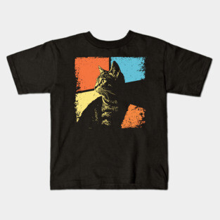 Mysterious Retro Cat Silhouette – Vintage Night Feline Art Kids T-Shirt