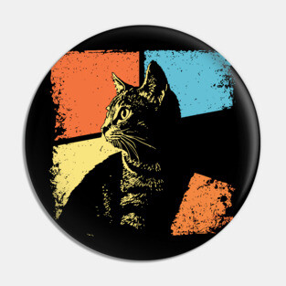 Mysterious Retro Cat Silhouette – Vintage Night Feline Art Pin