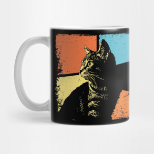 Mysterious Retro Cat Silhouette – Vintage Night Feline Art Mug