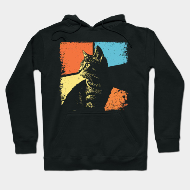 Mysterious Retro Cat Silhouette – Vintage Night Feline Art Hoodie by TuncGK