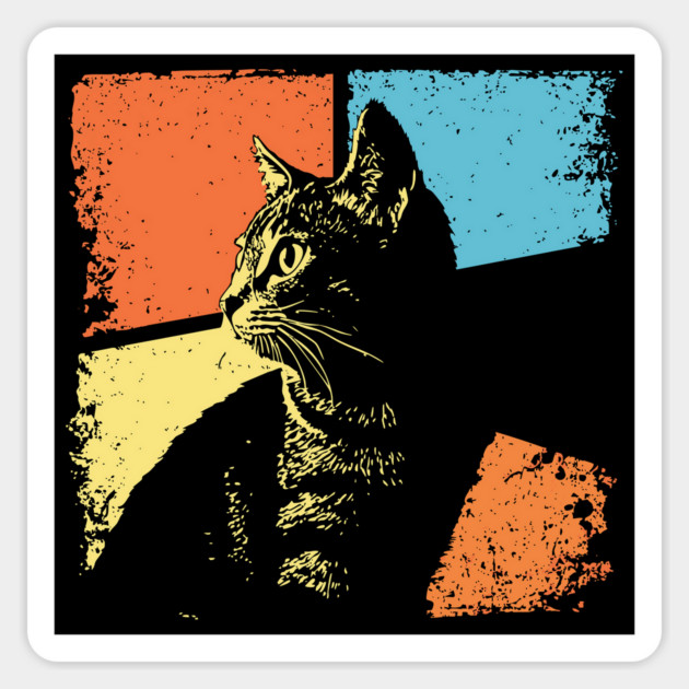 Mysterious Retro Cat Silhouette – Vintage Night Feline Art Magnet by TuncGK