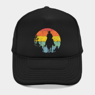 Lone Cowboy Sunset Ride – Retro Western Frontier Art Hat