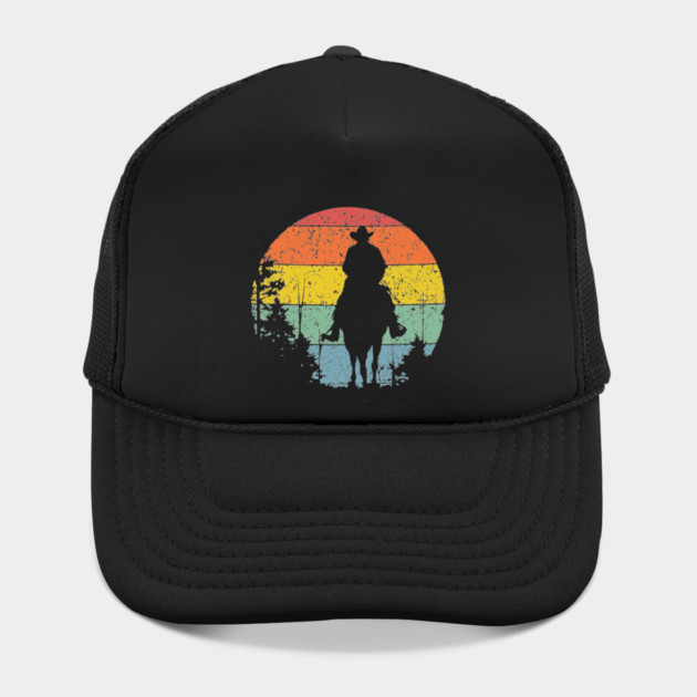 Lone Cowboy Sunset Ride – Retro Western Frontier Art by TuncGK