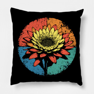 Vintage Chrysanthemum Bloom – Retro Botanical Art Pillow