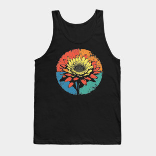Vintage Chrysanthemum Bloom – Retro Botanical Art Tank Top