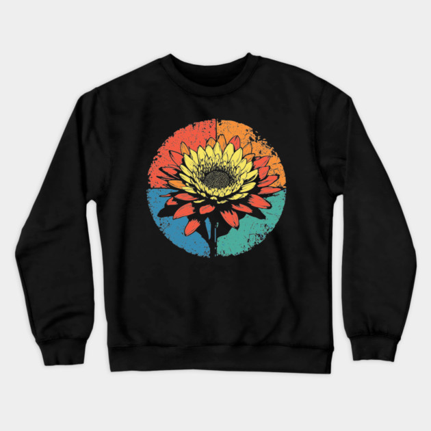 Vintage Chrysanthemum Bloom – Retro Botanical Art Crewneck Sweatshirt by TuncGK