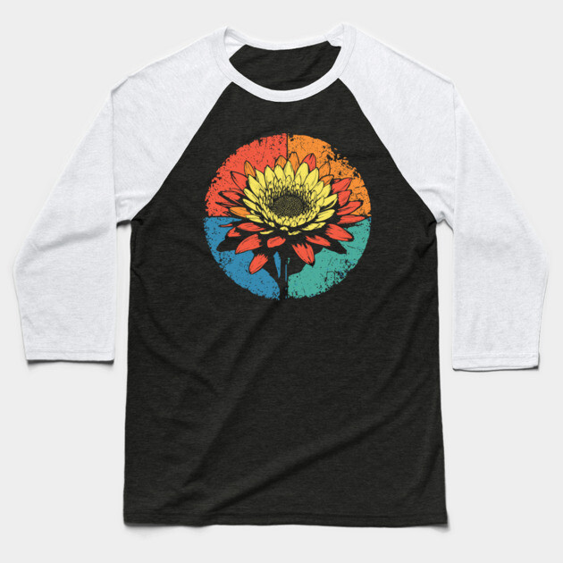 Vintage Chrysanthemum Bloom – Retro Botanical Art Baseball T-Shirt by TuncGK