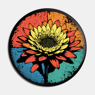 Vintage Chrysanthemum Bloom – Retro Botanical Art Pin
