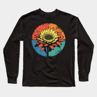 Vintage Chrysanthemum Bloom – Retro Botanical Art Long Sleeve T-Shirt