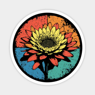 Vintage Chrysanthemum Bloom – Retro Botanical Art Magnet