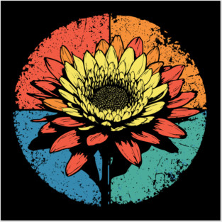 Vintage Chrysanthemum Bloom – Retro Botanical Art Posters and Art