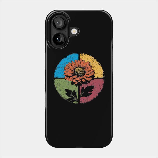 Moody Retro Chrysanthemum – Vintage Floral Circle Design Phone Case by TuncGK