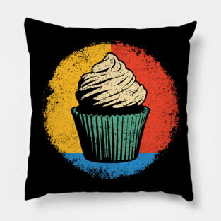 Retro Cupcake Delight – Vintage Dessert Aesthetic Art Pillow