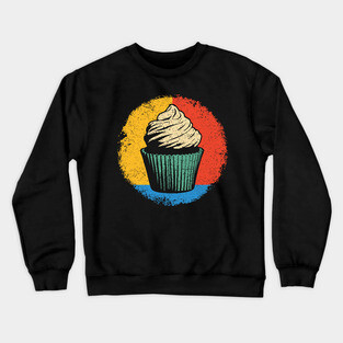 Retro Cupcake Delight – Vintage Dessert Aesthetic Art Crewneck Sweatshirt