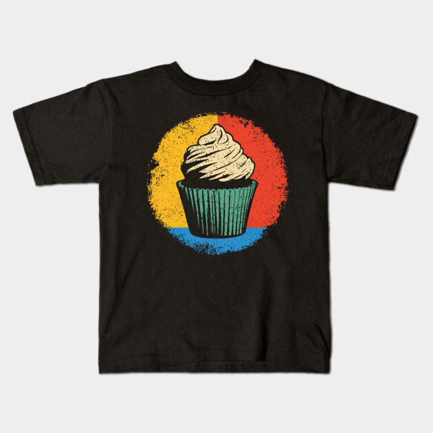 Retro Cupcake Delight – Vintage Dessert Aesthetic Art Kids T-Shirt by TuncGK