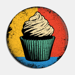 Retro Cupcake Delight – Vintage Dessert Aesthetic Art Pin