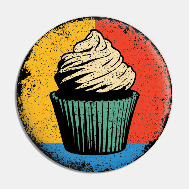 Retro Cupcake Delight – Vintage Dessert Aesthetic Art Pin by TuncGK