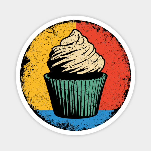 Retro Cupcake Delight – Vintage Dessert Aesthetic Art Magnet by TuncGK