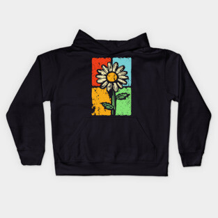 Retro Daisy Shirt Art – Groovy Vintage Flower Graphic Kids Hoodie
