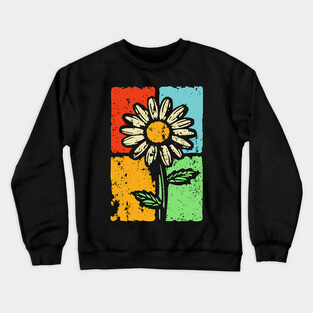 Retro Daisy Shirt Art – Groovy Vintage Flower Graphic Crewneck Sweatshirt