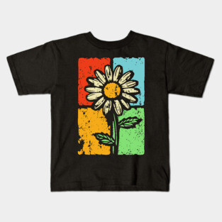Retro Daisy Shirt Art – Groovy Vintage Flower Graphic Kids T-Shirt