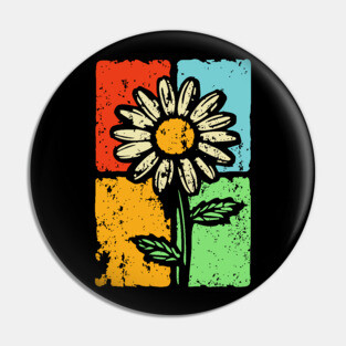 Retro Daisy Shirt Art – Groovy Vintage Flower Graphic Pin