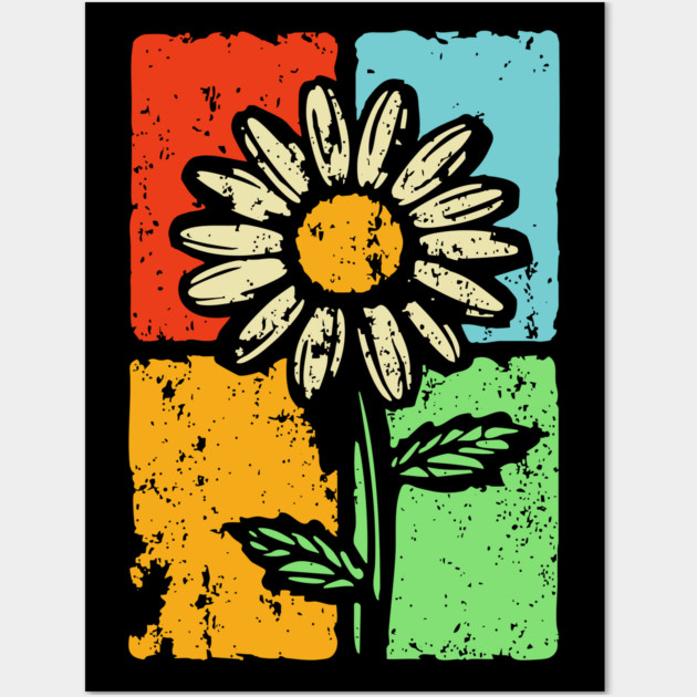 Retro Daisy Shirt Art – Groovy Vintage Flower Graphic Wall Art by TuncGK
