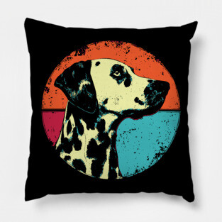 Retro Dalmatian Headshot – Vintage Dog Portrait Art Pillow