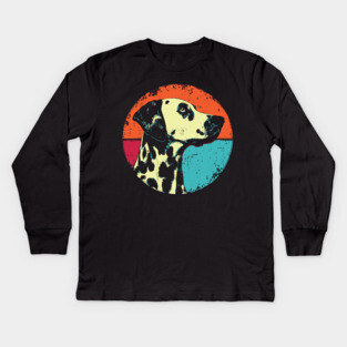 Retro Dalmatian Headshot – Vintage Dog Portrait Art Kids Long Sleeve T-Shirt