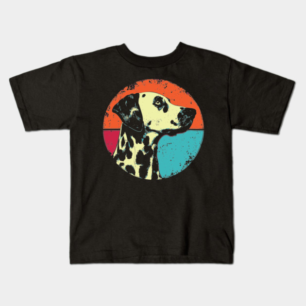 Retro Dalmatian Headshot – Vintage Dog Portrait Art Kids T-Shirt by TuncGK