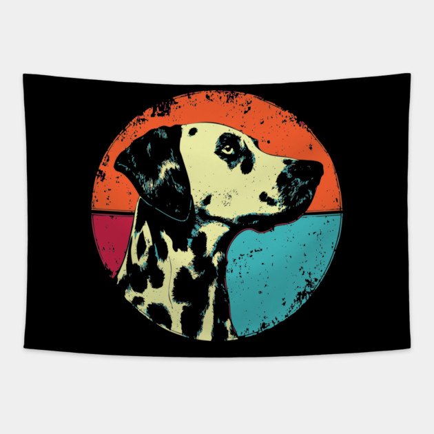 Retro Dalmatian Headshot – Vintage Dog Portrait Art Tapestry by TuncGK