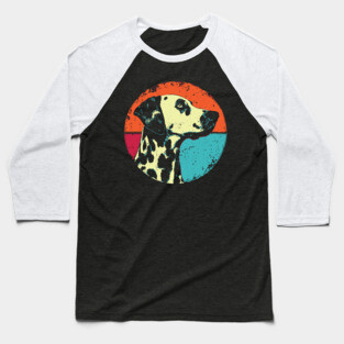 Retro Dalmatian Headshot – Vintage Dog Portrait Art Baseball T-Shirt
