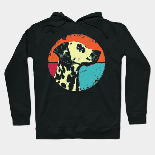 Retro Dalmatian Headshot – Vintage Dog Portrait Art Hoodie by TuncGK