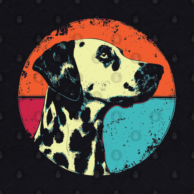 Retro Dalmatian Headshot – Vintage Dog Portrait Art by TuncGK