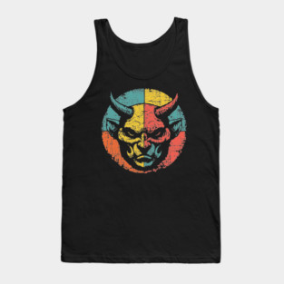 Retro Demon Face – Vintage Horror Grunge Monster Art Tank Top